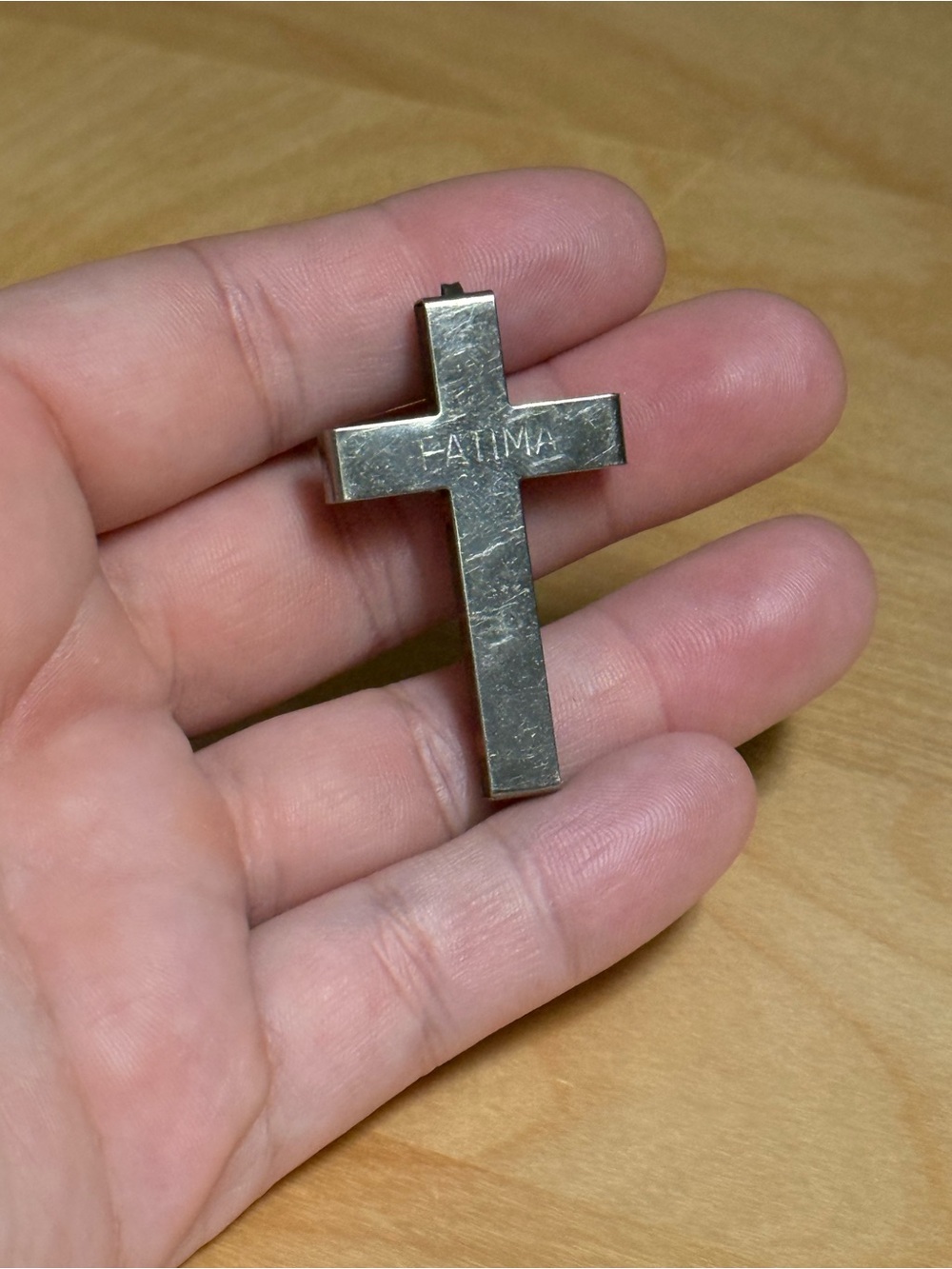 Corpus Christi Jesus Christ Fatima Crucifix Catholic Vintage Metal Wood Pendant - Picture 5 of 9